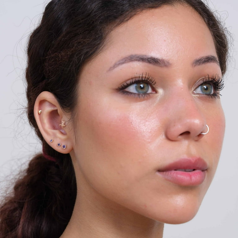 Gold stud earrings for upper ear deals