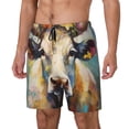 thumbnail image 1 of Balery Oil Painting Flower Cow Bañador para hombre, shorts de playa de secado rápido con entrepierna y forro de compresión-Large, 1 of 6