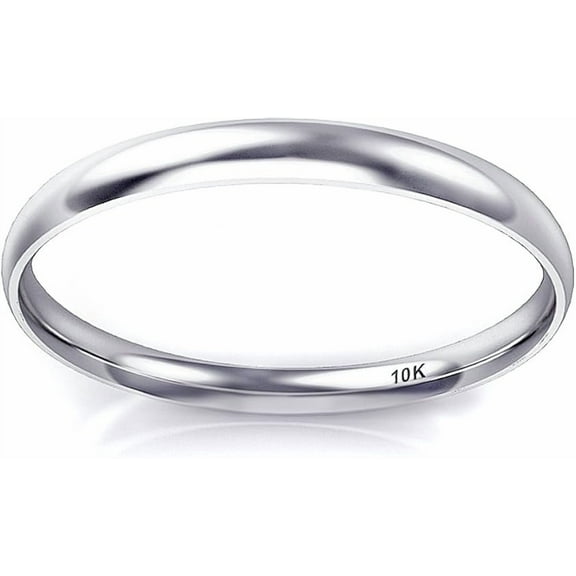 NS Enterprise 10K Gold Filled 2MM Round Dome Wedding Band Ring – White, Yellow & Rose Gold Options – Classic Comfort Fit for Women & Men