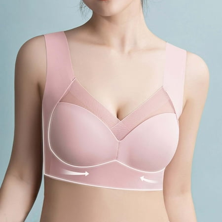 FUNUONY Big Sale!! Shapewear for Women Tummy Control 2025 Trendy Women Ice Silk Gathered Lightweight Comfortable Breathable Bra Pink Xxl