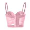 thumbnail image 5 of Mceream Corset Tops for Women Plus Size with Adjustable Spaghetti Strap Push up Bustier Lingerie Mesh Going Out Party Club Top Clubwear Camis Tee Pink XL, 5 of 7