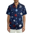 thumbnail image 3 of Youpwaven Men's 4th of July Star Print Shirt, Patriotic Red White and Blue Button Up, USA 250 Years Independence Day Summer Casual Shirt, 3 of 7