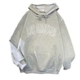 thumbnail image 3 of Sudaderas con capucha informales para mujer Otoño Invierno nuevo Tricolor Colorblock estampado de letras cuello redondo manga larga suéter femenino, 3 of 5