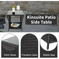 thumbnail image 4 of PE Rattan Patio Side Table - Outdoor Wicker End Table with Glass Top, Rattan Coffe Table in Iron Frame for Backyard Balcony Poolside, Black, 4 of 9