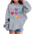 thumbnail image 2 of Girls Hoodie with Colorful Hearts Print, Oversized Graphic Pullover for Kids & Youth 4-14 Years | Lightweight Casual Sweatshirt in Gray,Size 13 T, 2 of 8