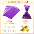 thumbnail image 3 of Uxcell 100Pcs 9.06 x 5.9" Clear Treat Bags with Gold Cable Ties Purple, 3 of 7
