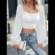 thumbnail image 5 of Blusa Corta de Larga con Volantes, Cuello Cuadrado y Fruncido para Mujer L, 5 of 10