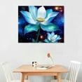 thumbnail image 2 of Nawypu  Flowers Wall Art Blooming Lotus Water Lily Picture Elegant Pink Blue Purple Floral Painting Canvas Print Framed Modern Home Bedroom Living Room Decor Ready to Hang, 2 of 4
