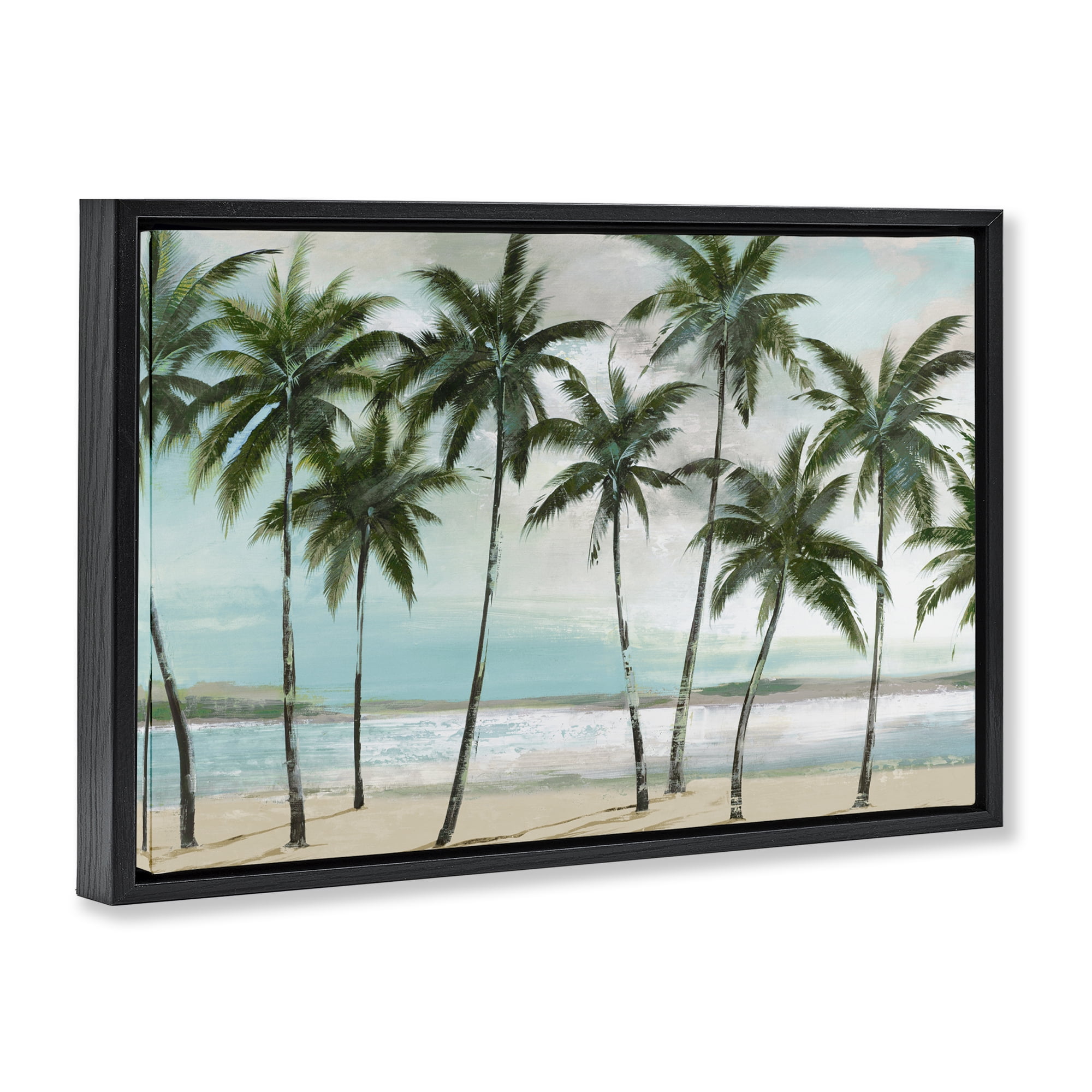 Stupell Industries Palms in A Row Coastal Black Framed Floater Canvas Wall Art, design by Lorenzo Collective