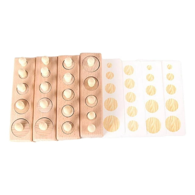 Pomo de madera, cilindro de madera, juego de bloques de cilindros, juguete a juego, juguete educativo, preescolar, aprendizaje, material didáctico, co Sin pintar
