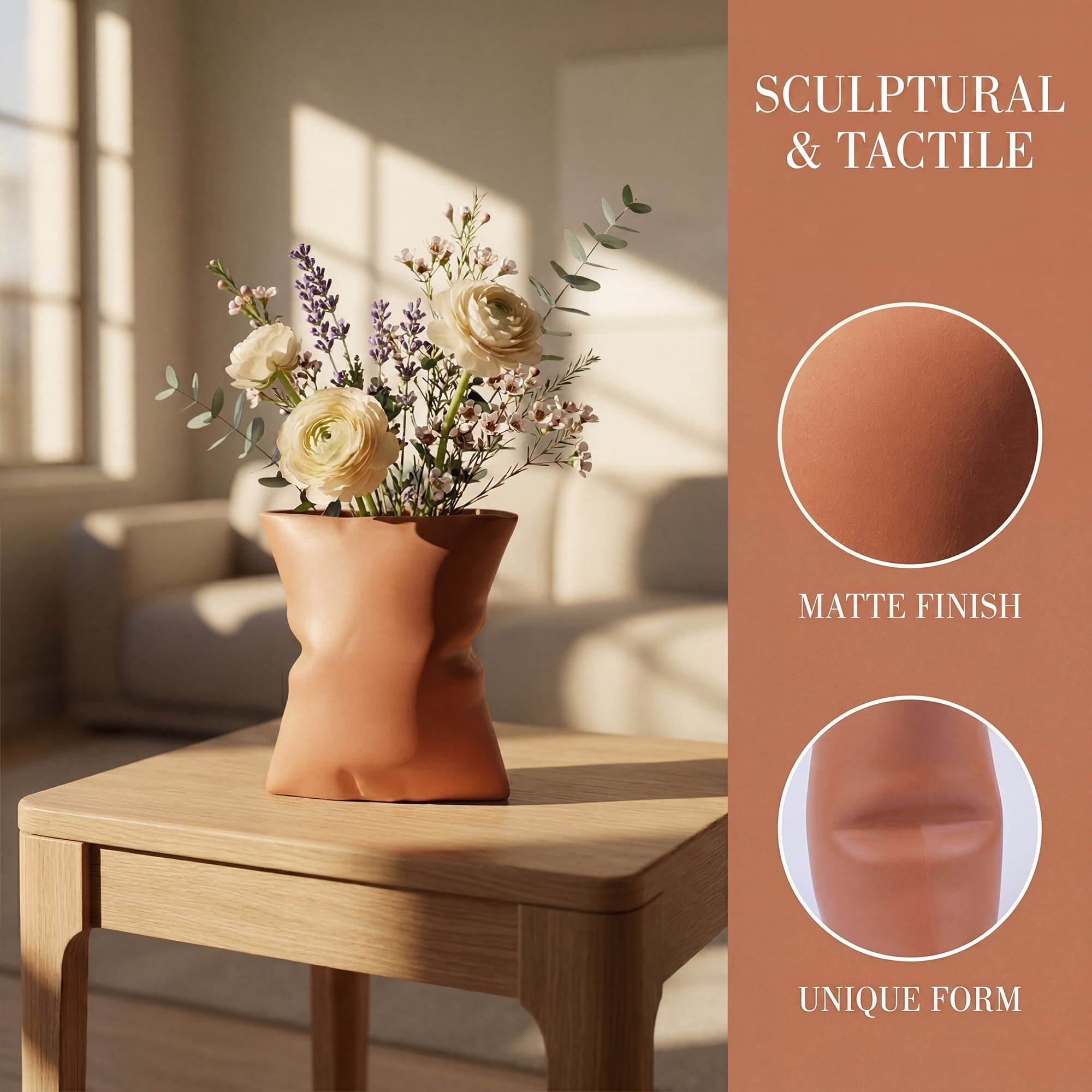 Unique Bargains Modern Ceramic Large Opening Flower Vase Yellow 5.6"L x 4.2"W x 6.2"H
