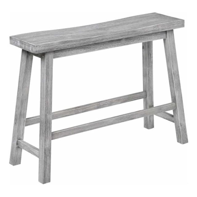 Pemberly Row Wood Backless Bench in Storm Gray Wire-Brush Finish