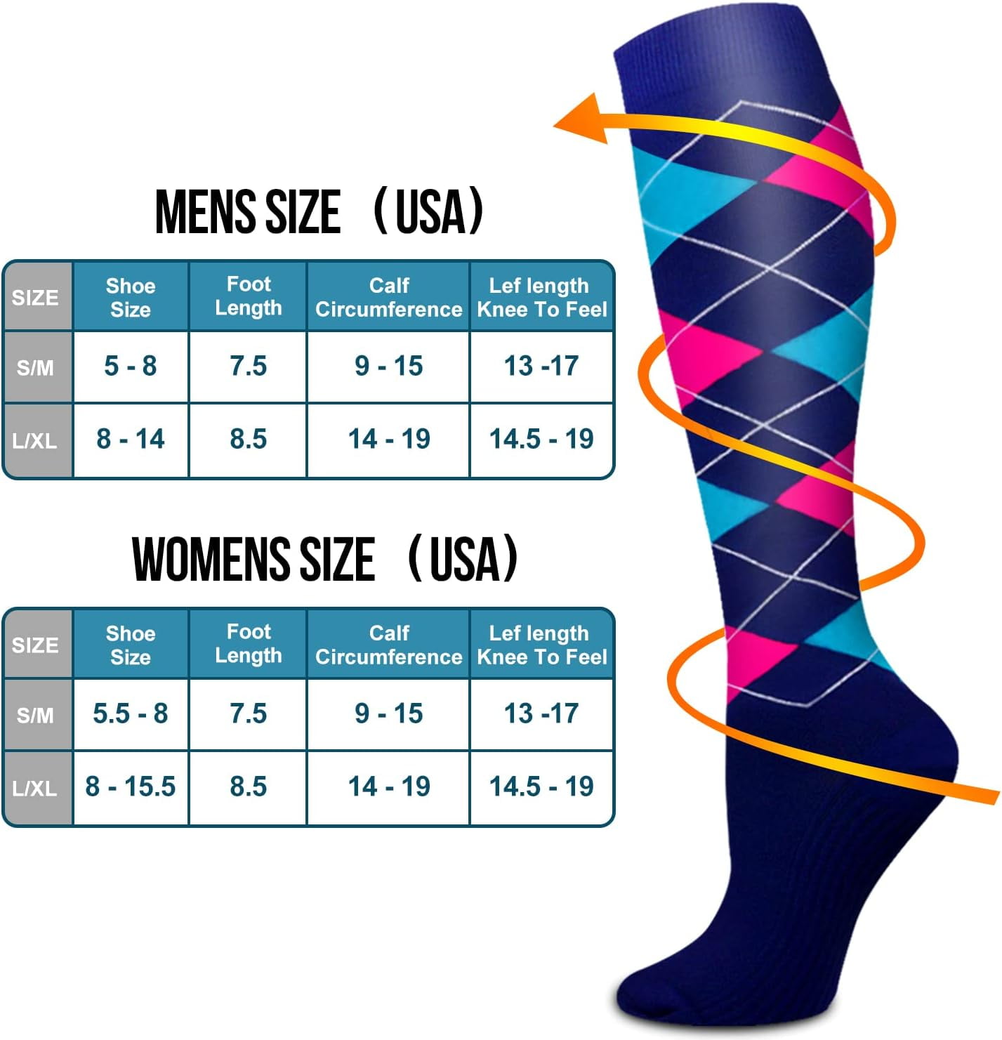 6 Pack Copper Compression Socks for Men Women Knee Support Hose Medias De Compresion Para Mujer Nurse Nursing School Student Accessories for Work Leg Long Stockings Pregnancy Maternity Travel