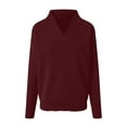 thumbnail image 6 of vigerkar Women's Sweaters Casual Long Sleeve Pullover V Neck Lightweight Sweatshirts Cute Blouse Tops (Wine, XXL), 6 of 6