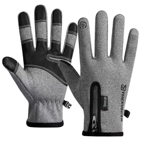 Flap Touchable Zipper Gloves, Ski Gloves, Designed for Riding, Cycling, Hiking, Typing, Cold Storage Work, Sports, and Other Activities for Men and Women, Waterproof Touch Screen(Grey1,9.2x4.1")