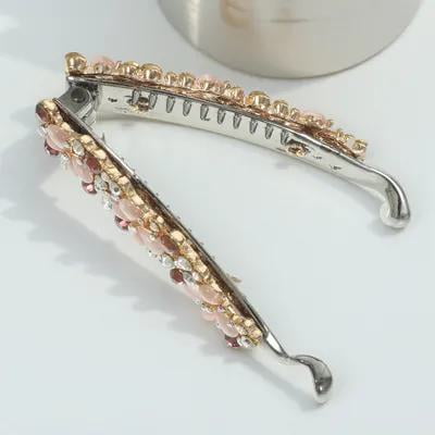 YEAHIBABY Hair Barrettes For Women Rhinestone Banana Clip Multi 1Set