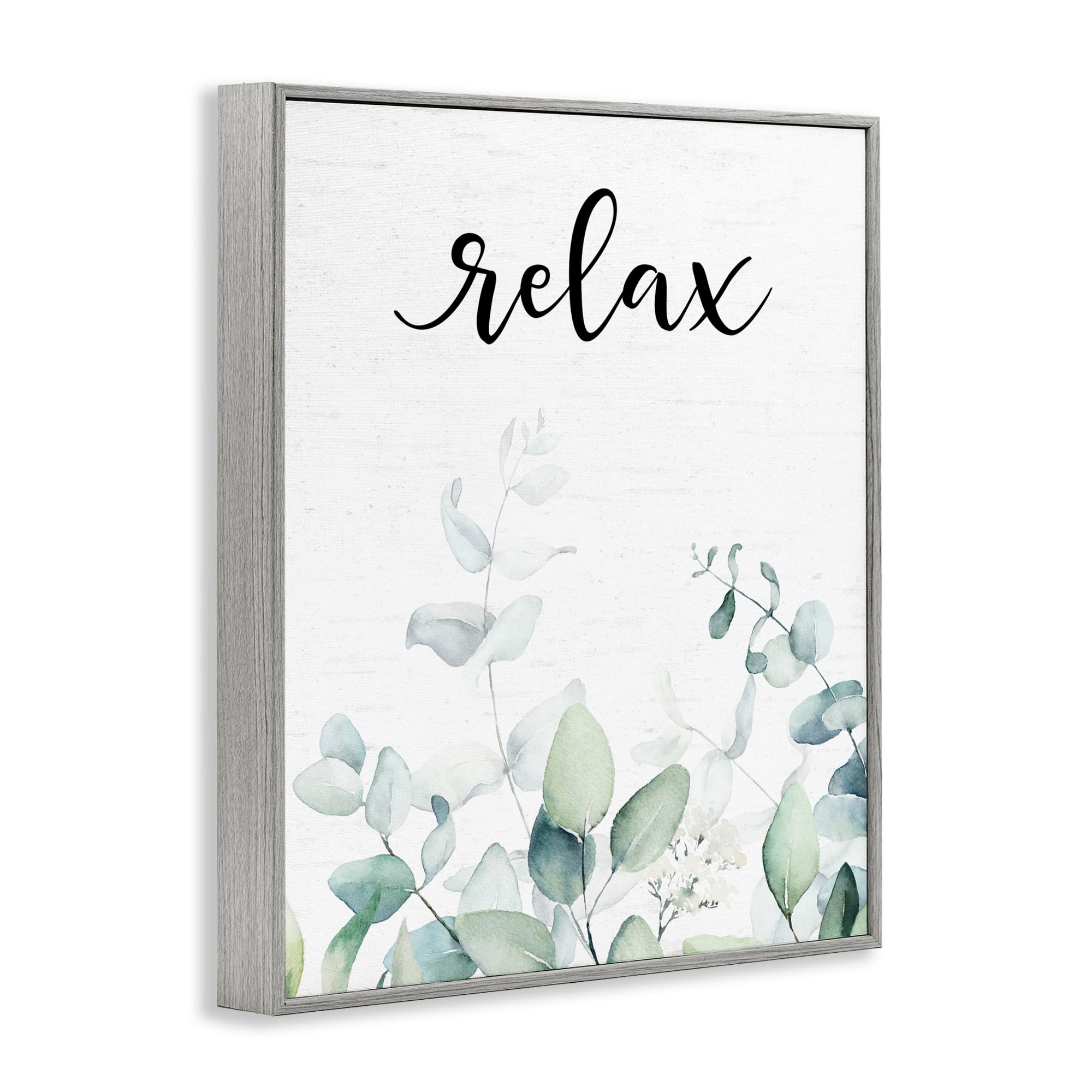 Relax Leafy Herbs Gray Framed Giclee Art, design by Lettered and Lined
