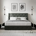 Allewie Queen Size Bed Frame with 4 Storage Drawers and Button Tufted