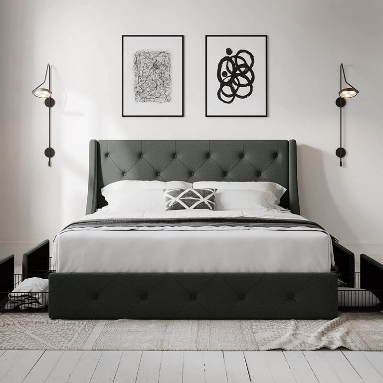 Vitabrid - 大姫ページ Allewie Queen Platform Bed Frame with 4 Drawers & Tufted