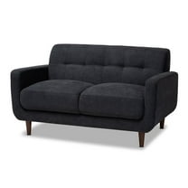 Bowery Hill Dark Grey Fabric Upholstered Loveseat