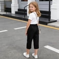 thumbnail image 4 of Kukoosong Girls' Elastic Waist Capri Pants with Pockets, Soft Stretchy Cropped Pants for Casual Summer Daily Wear, School Playtime, Loose Straight Leg Pants for Girls, 4 of 6