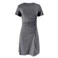 thumbnail image 4 of VUPSGEZ Tight Summer Dress For Women Women'S Spring/Summer Solid Color Round Neck Pleated Slim Fit Sexy Short Sleeved Dress A Line Summer Dress(Grey,XL), 4 of 6