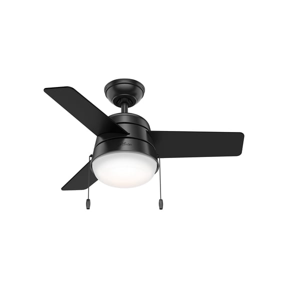 Restored Hunter Fan 36 Inch Matte Black Indoor Ceiling Fan with Light and Pull Chain for Bedroom, Kitchen, Living Room (Refurbished)