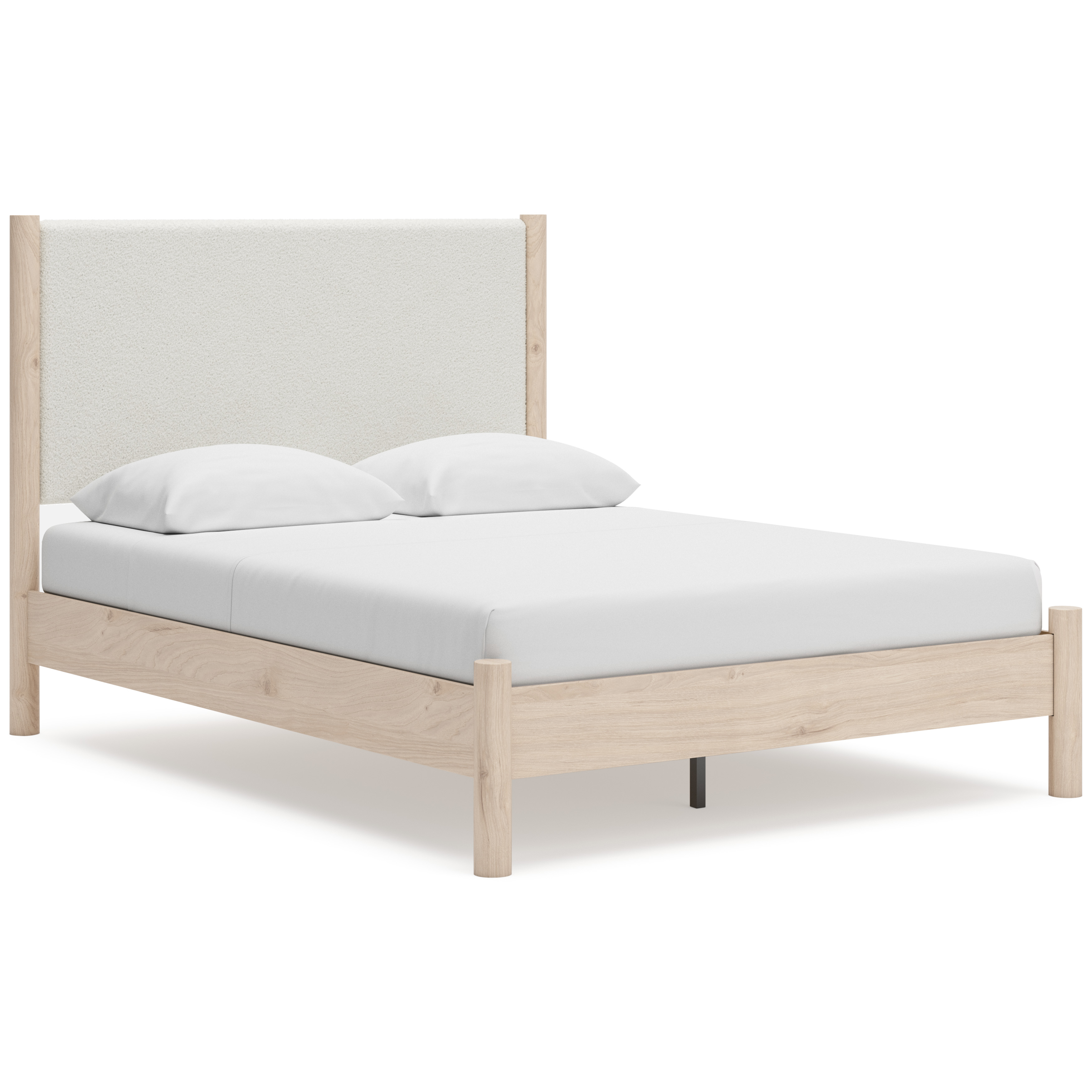 Signature Design by Ashley Cadmori Queen Upholstered Panel Bed with Two-Tone Finish and Rails
