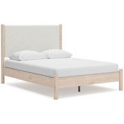 Signature Design by Ashley Cadmori Queen Upholstered Panel Bed with Two-Tone Finish and Rails