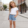 thumbnail image 4 of LWITHSZG Girls High Waist Denim Shorts Elastic Waist Pleated Jean Shorts Casual Summer Jeans Bottoms with&nbsp;Pockets for Kids 2-12 Years, 4 of 7