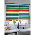 thumbnail image 5 of Sheer Curtains 45 Inch Length, Mexican Stripes Semi Sheer Curtains Light Filtering Window Treatment, Colorful Striped Mexican Fiesta Theme Privacy Voile Drapes for Living Room Bedroom 52x45 Inch, 5 of 7