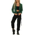 thumbnail image 2 of INSPIRE CHIC Ribbed Cuffs Jacket for Women Hoodie Mesh Bomber Jacket S Dark Green, 2 of 6