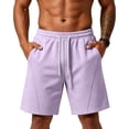 thumbnail image 2 of Heavyweight Thick Men's Sweat Shorts Baggy Sweatpants Mens Lounge SweatShorts Light Purple 2XL, 2 of 8