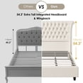 thumbnail image 5 of Homfa Full Size Bed Frame, Modern Velvet Tufted Upholstered Platform Bed with Rivet Rolled Edge High Wingback Headboard, White, 5 of 9