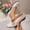 Beige, variant on Lepsheexh Shoes for Women Versatile Round Toe Design Wedge Heel Comfortable Wear Resistant Formal Working Leather Daily Shoes