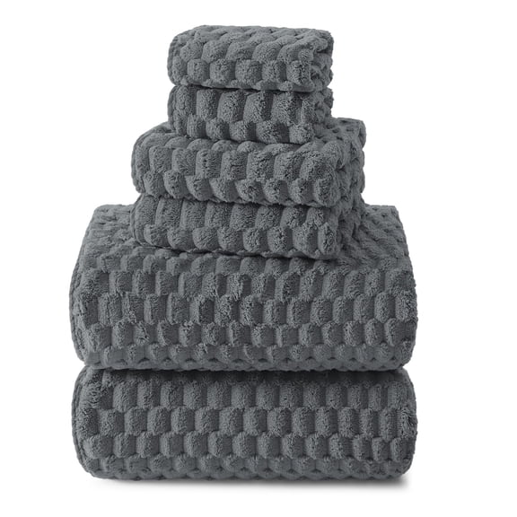 Gray Bath Towel Sets XL - 35"x70" Microfiber 6 - Piece, Super Soft Oversized Luxury Shower Towels for Adults Bathroom Hotel