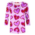 thumbnail image 4 of Qertyioot Chemise Ample à Manches 3/4 pour Femmes T-Shirts d'Été Décontractés Col Rond Imprimé Saint-Valentin Hauts Basiques Blouses, 4 of 5
