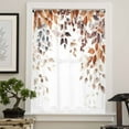thumbnail image 4 of Eucalyptus Leaves Semi Sheer Curtains Drapes for Living Room, Bedroom, French Doors Window 45 Inches Long, Orange Blue Botanical Vintage Rod Pocket Chiffon Curtain Drapery Voile Draperies Panel, 4 of 6