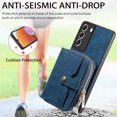 thumbnail image 5 of for Samsung Galaxy S22 Wallet Case, Crossbody Phone Purse with Card Holder for Women, Zipper PU Leather Carrying Cover Gift with Shoulder Strap Kickstand Anti-drop for S22 - Blue, 5 of 10