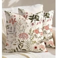 thumbnail image 6 of Wrongduck Corduroy Throw Pillow Covers 18x18 - Set of 2 Decorative Spring Pillow Covers with Zipper Farmhouse Decor Cottage Throw Pillowcases for Couch Sofa Living Room Home Bedroom, PK Floral, 6 of 9