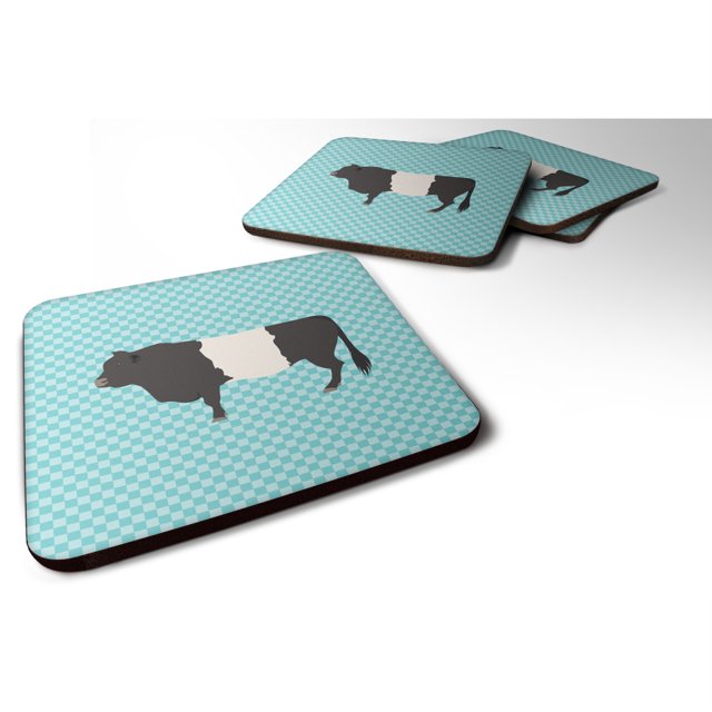 "Treasures Belted Galloway Cow Blue Check Posavasos decorativos, 3.5", multicolor Caroline's Treasures BB8005FC