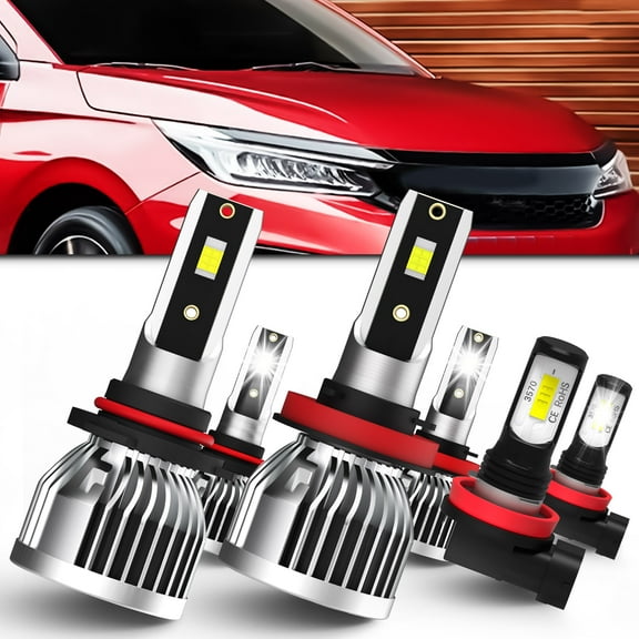LECCIBUB LED Headlight Bulbs Compatible With Honda City 2015-2020,9005 High Beam   H11 Low Beam   H11 LED Fog Light Bulb,6500K White,Plug and Play,Pack of 6