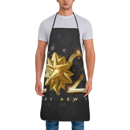 

Matuu 2025 Happy New Year 1 for Cooking Apron for Men and Women Adjustable Strap and Waist Ties for Baking Cooking Gardening