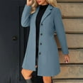 thumbnail image 2 of jtjvou Pea Coats For Women Wool Blend Thicken Stand Collar Trench Coat Fashion A-Line Fall Winter Jackets with Pockets Navy M, 2 of 9