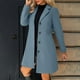 thumbnail image 1 of AUNVITO Women's Solid Color Casual Thick Fleece Coat Stand Collar Lined Button Fur Trim Pockets Warm Winter Long Sleeve Jacket, 1 of 9