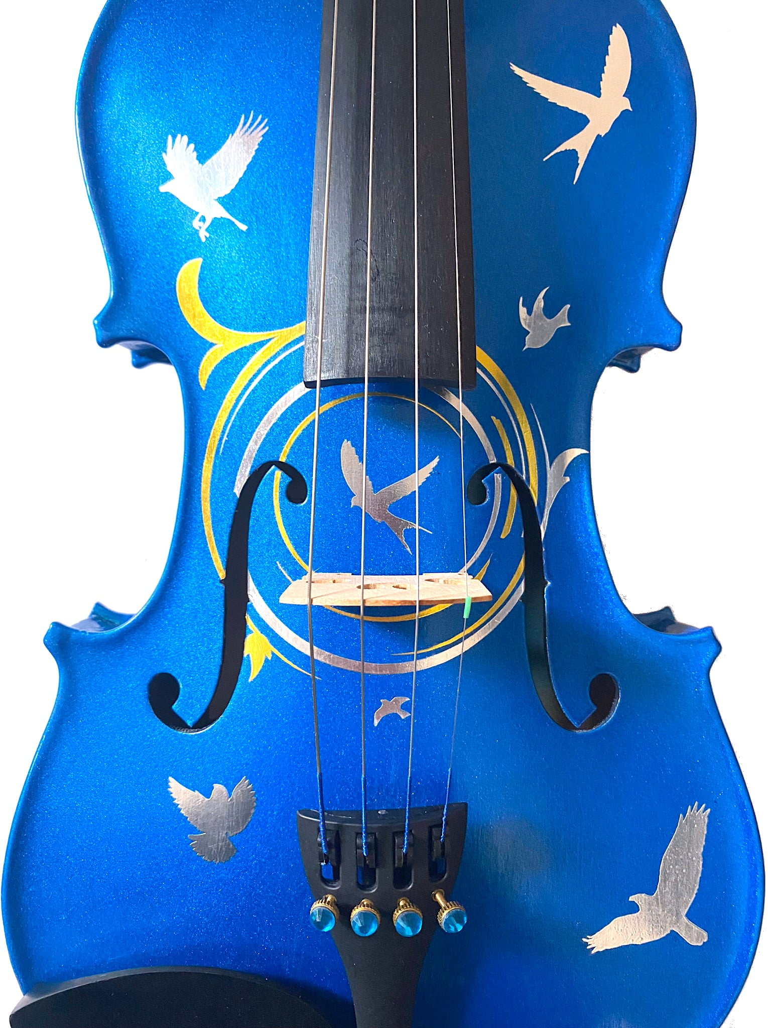 Rozanna's Bird Heaven Silver Metallic Blue Violin Outfit 4/4