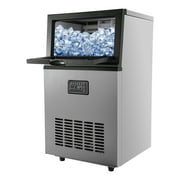 TYSHOP Commercial Ice Maker Machine 77.4lbs Ice/24H Stainless Steel Free-Standing Ice Maker Machine with LCD Display, Ideal For Restaurant, Bar, Coffee Shop