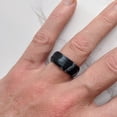 thumbnail image 6 of Black Marble Step Edge Breathable Silicone Ring for Men 9mm Bandwidth, 6 of 7