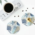 thumbnail image 5 of Disketp Algae Corals And Seashells Funny Coasters,6 Pcs Leather Coasters With Holder, Perfect Housewarming Hostess Gifts,Protect Furniture From Water Marks Scratch And Damage, 5 of 9