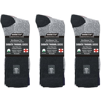 Vinco Men's Diabetic Non-Skid Quarter Socks – 12 Pair Pack, Non-Binding Loose Fit (Size 9-15)